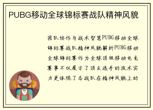 PUBG移动全球锦标赛战队精神风貌